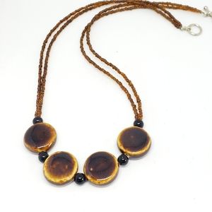 Brown necklace, beaded necklace, classic necklace